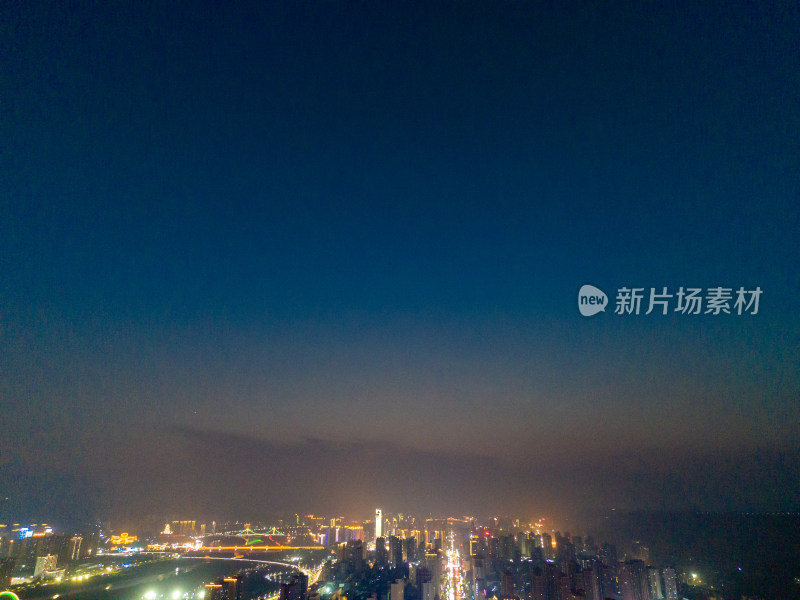 陕西宝鸡城市夜景灯光航拍图