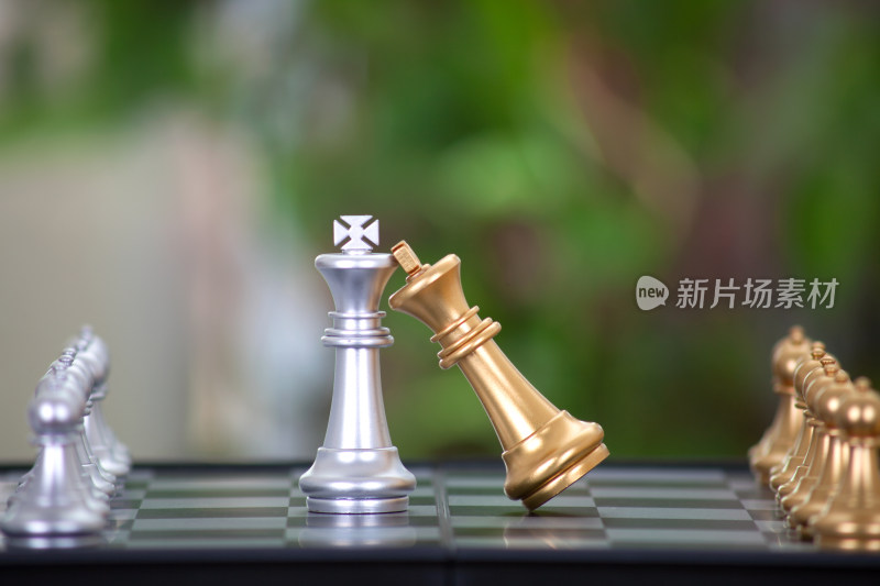 国际象棋棋盘上双方的王棋子在对决