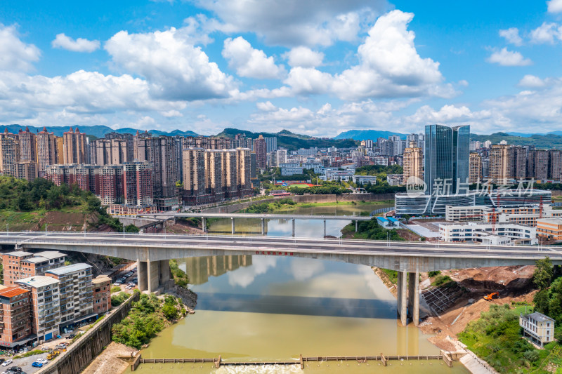 宣汉城区航拍全景