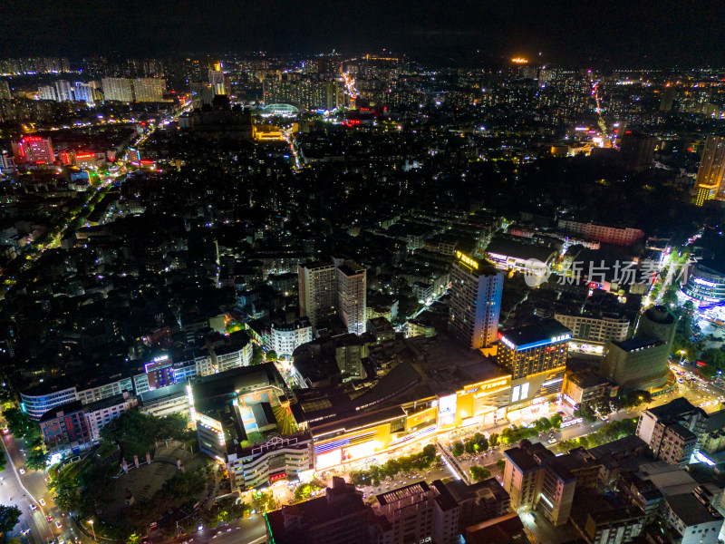 城市夜景灯光万家灯火玉林夜景航拍图