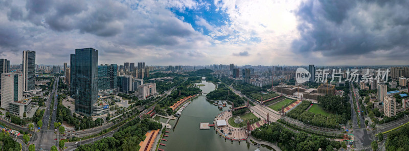 广东佛山千灯湖城市CBD航拍全景图