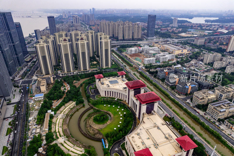 江西南昌红谷滩城市建设航拍图