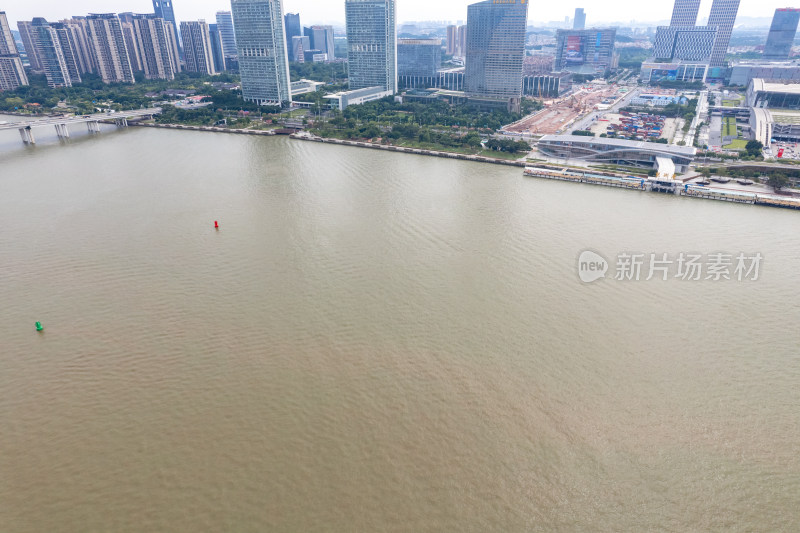 广州珠江两岸高楼建筑航拍摄影图