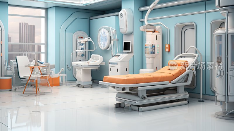 3D插图未来科技医学实验室和医疗设备与仪器