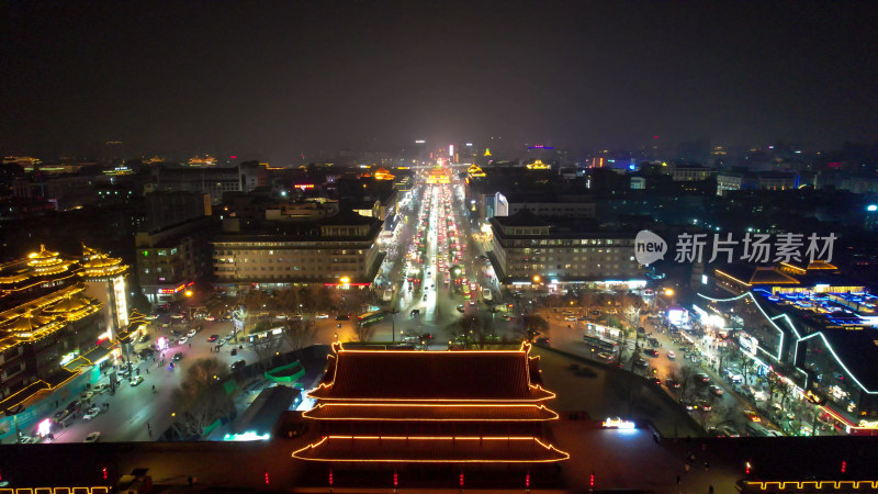 西安永宁门夜景航拍图