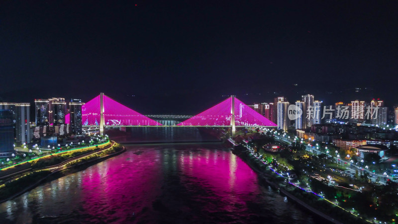 航拍四川宜宾长江大桥夜景摄影图