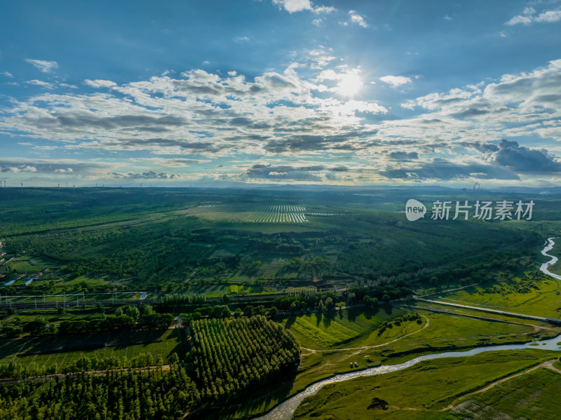 白天山西省大同市周边光伏太阳能航拍视角