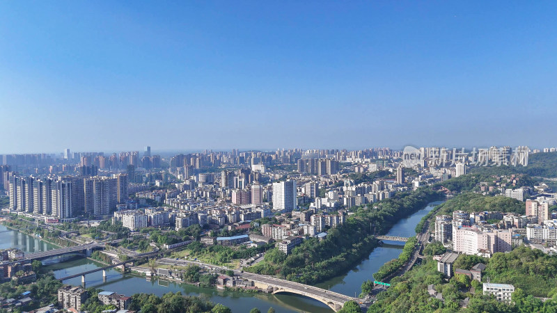 航拍四川自贡建设自贡城市风光