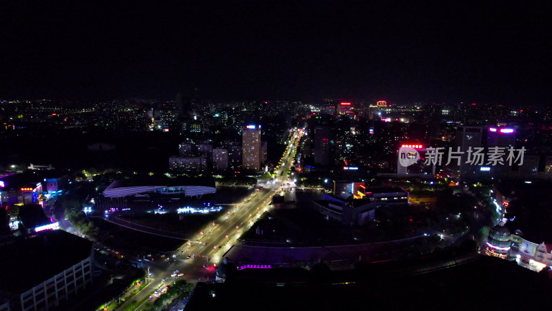安徽蚌埠淮河广场夜景灯光航拍