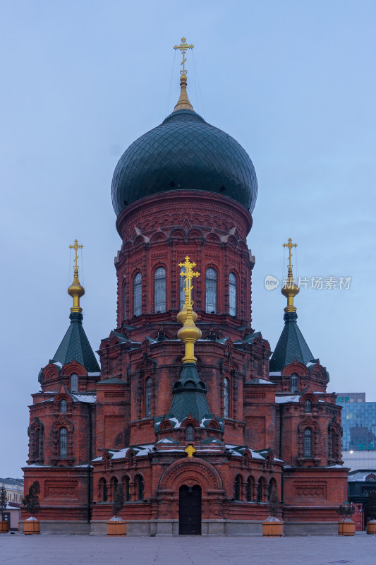 冬季的黑龙江哈尔滨圣索菲亚教堂