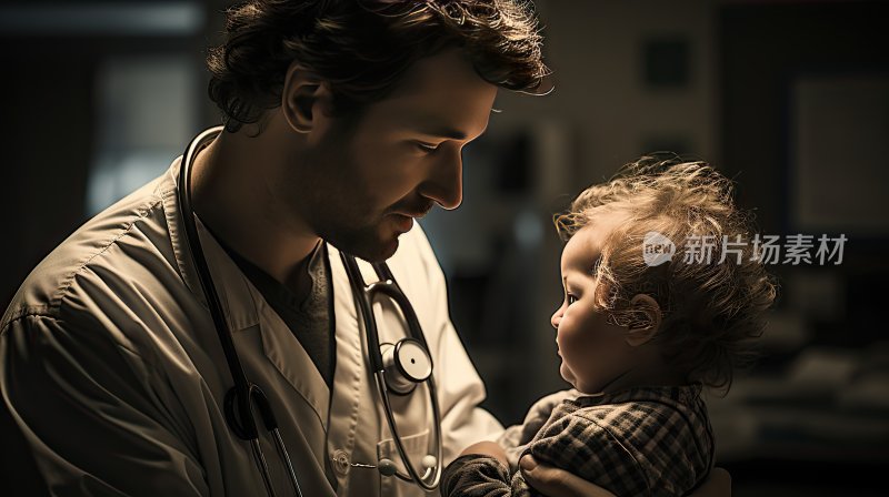 医生和儿童面向镜头的合影