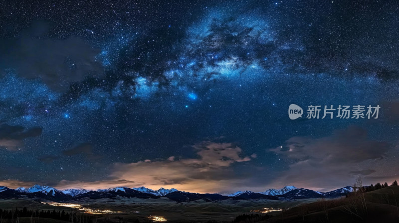 夜空中的银河与雪山唯美风景电脑壁纸