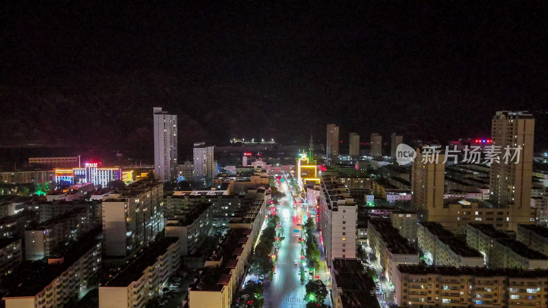 城市夜景万家灯火定西夜景航拍图