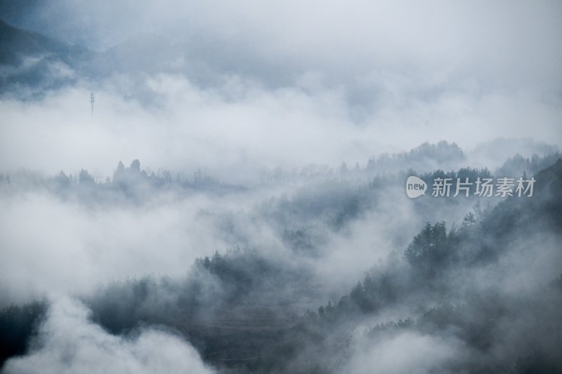 重庆酉阳：雾气中的山村田园