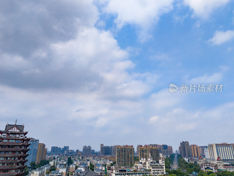 眉山远景楼天空风景航拍图