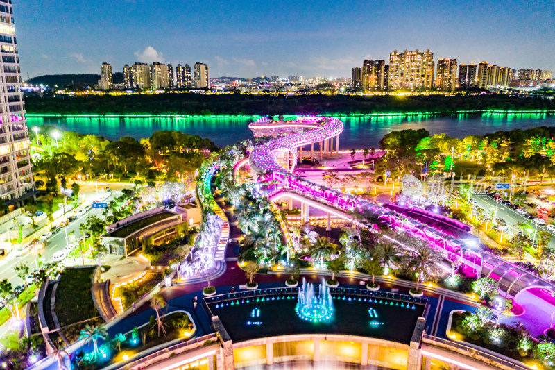 佛山顺德城市夜景航拍