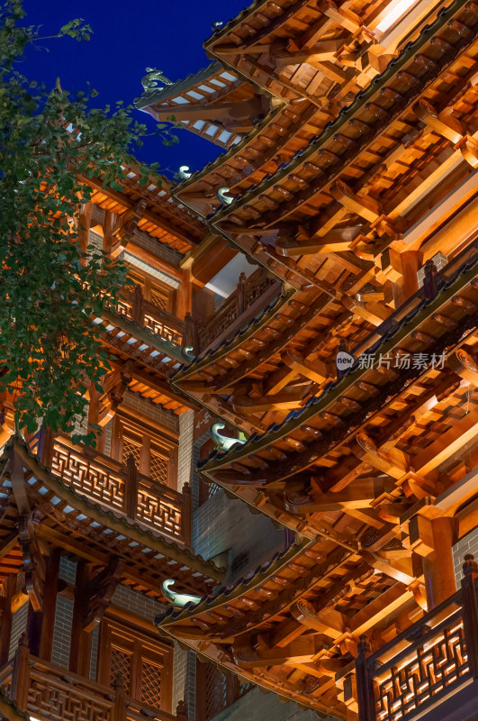 广州大佛寺中式传统仿古建筑夜景灯光