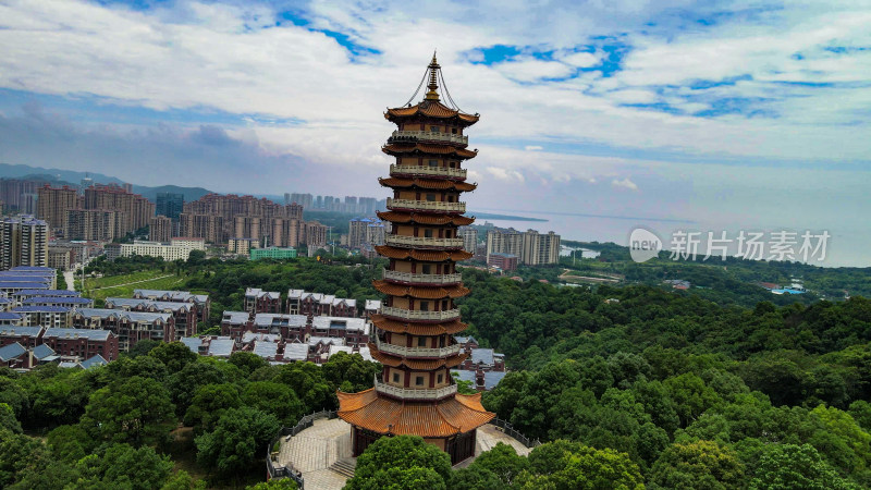 湖南岳阳圣安寺4A景区航拍