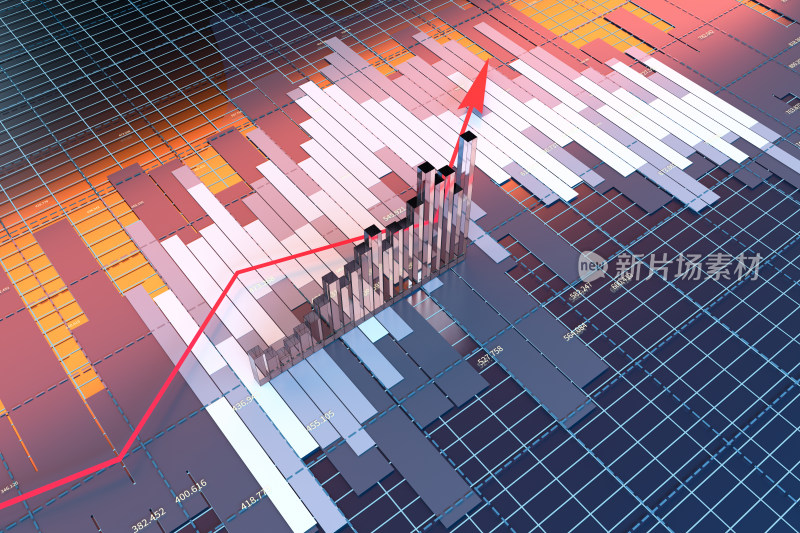 金融折线图表模拟 3D渲染