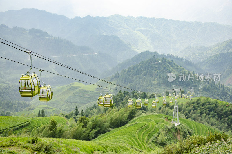 龙脊梯田缆车 空中之旅 云端稻田的梦幻旅程