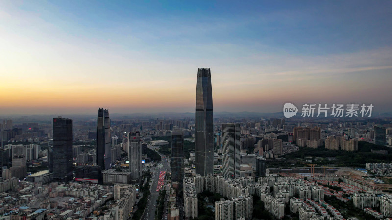 广东东莞日落晚霞城市夜景航拍