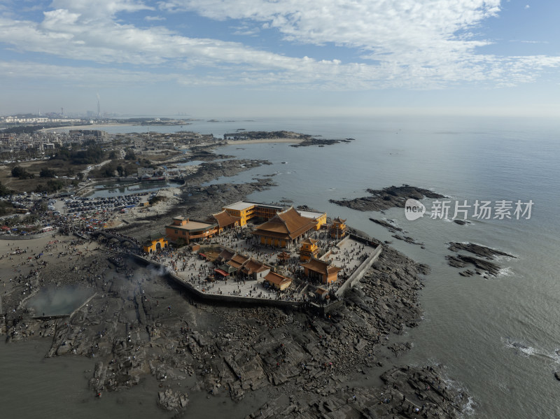 福建泉州石狮洛伽寺妈祖庙古建筑寺庙航拍