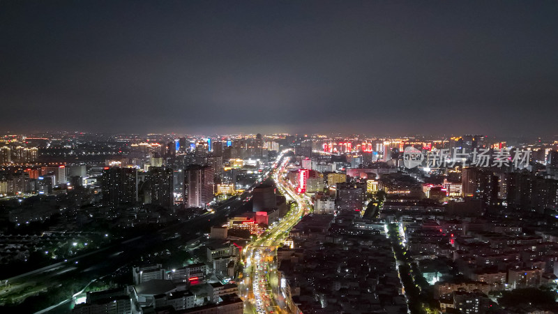 泉州城市夜景灯光航拍图