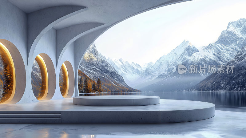 未来主义讲台科技公司年会商务高级端背景板