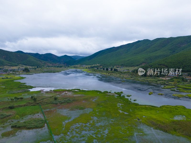 云南泸沽湖草海航拍