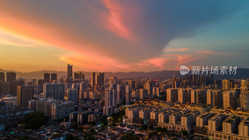 夕阳福州城市风光