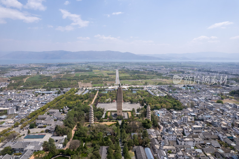 航拍云南大理崇圣寺三塔文化旅游区