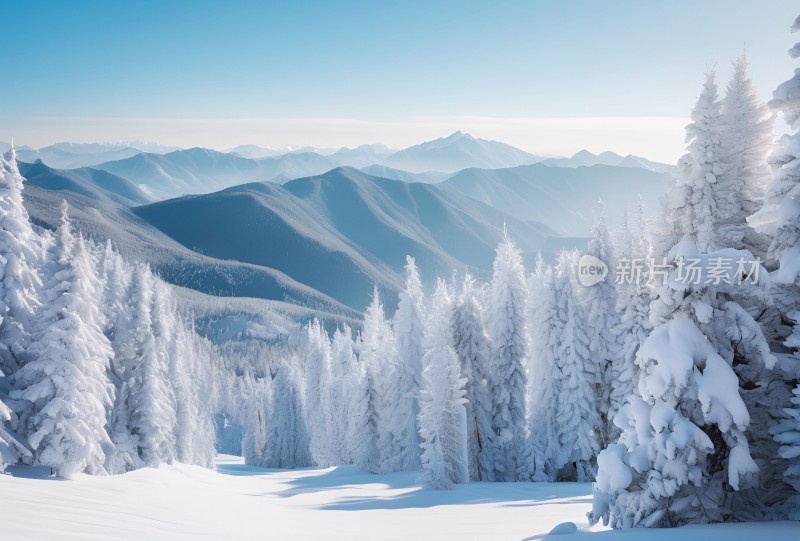 冬季森林白雪覆盖风景