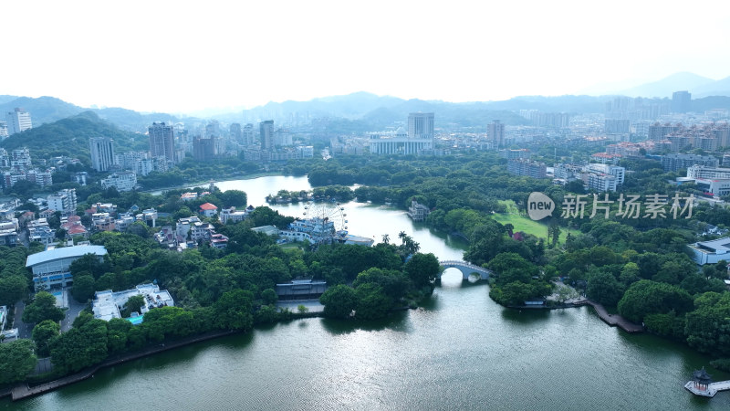 福州西湖公园照片航拍福建博物院城市风景