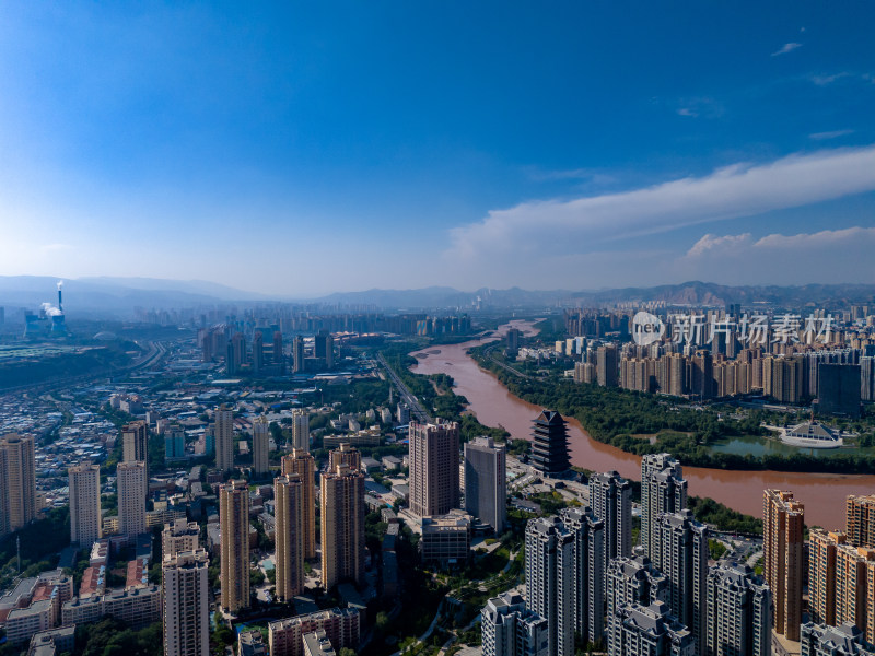 兰州城市高楼建筑航拍图