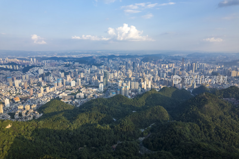 航拍贵阳老城区城市建筑