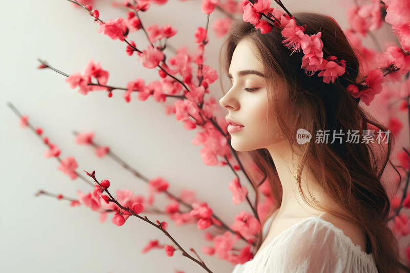 妇女节背景图美女花朵