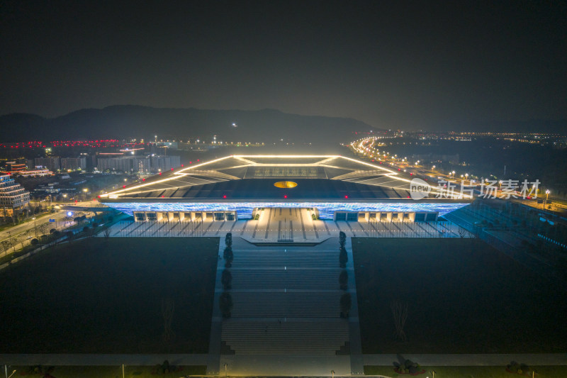 重庆科学会堂夜景航拍