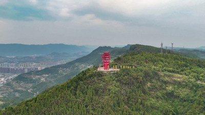 四川达州凤凰山风景名胜区凤凰楼航拍图