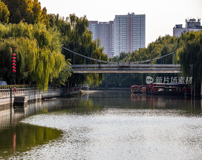 济宁老运河古运河城市河流景观城市建筑倒影