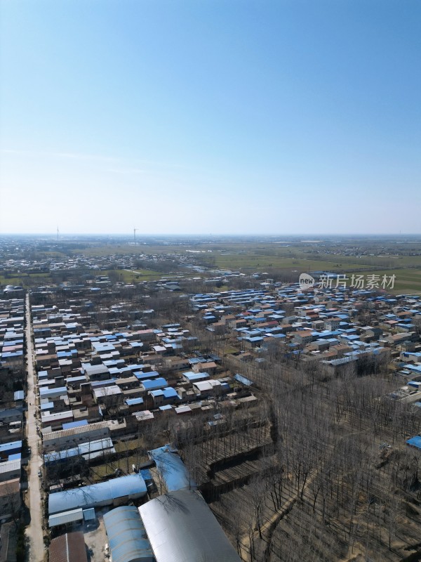 广阔乡村田野航拍全景