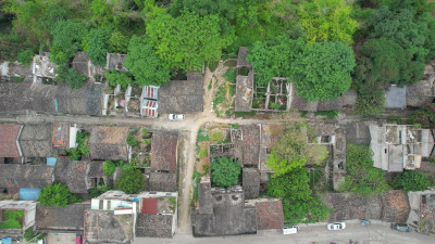 城市破旧老城区房屋建筑航拍