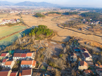 乡村田野航拍全景