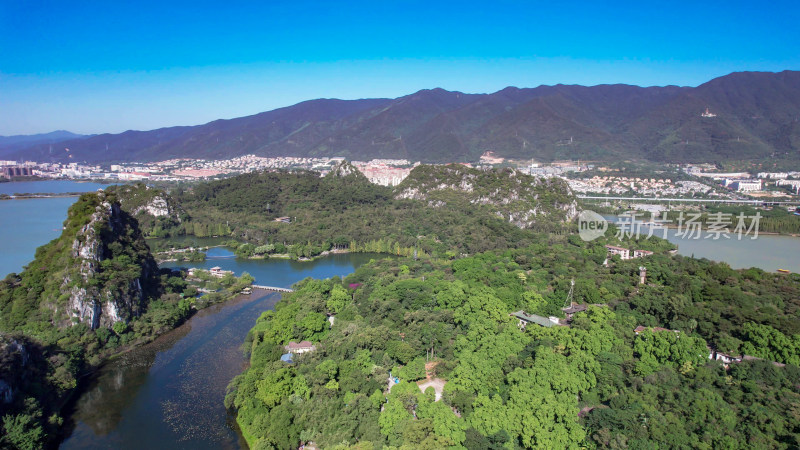 广东肇庆星湖景区七星山5A景区航拍