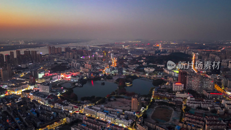 安徽芜湖城市夜景灯光航拍