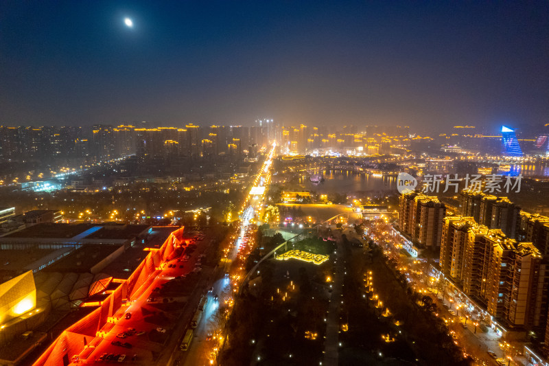 陕西西安城市夜景航拍图