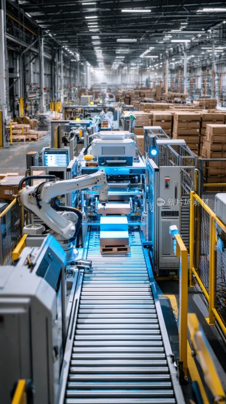 人工智能未来科技工厂，物流快递包裹