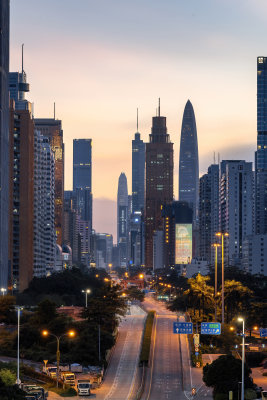 深圳罗湖CBD平安大厦华灯初上都市夜景