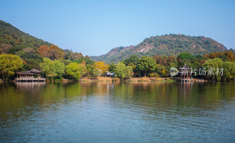 秋天里的杭州萧山湘湖风光