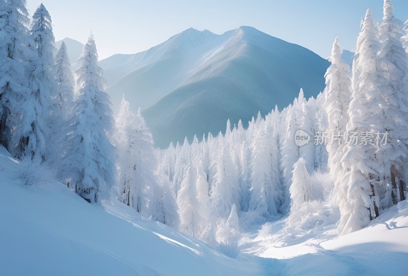 冬季森林白雪覆盖风景