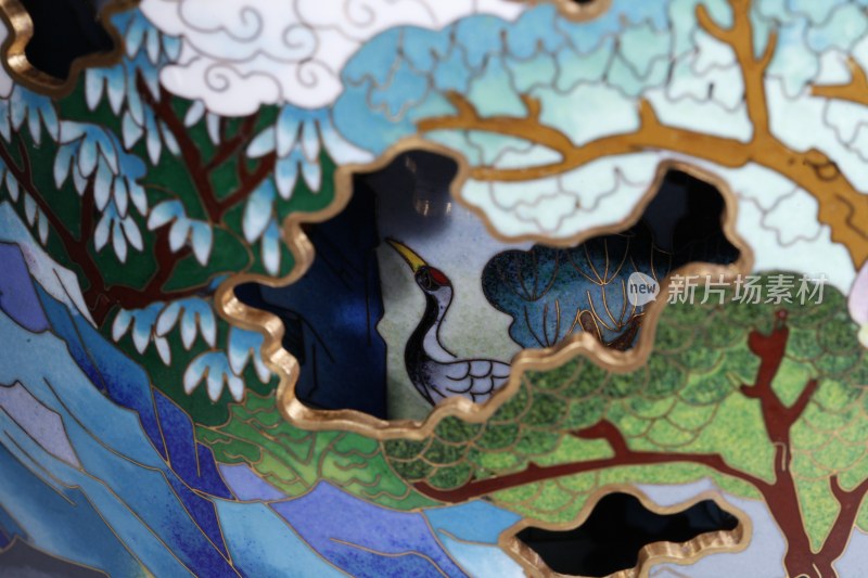 掐丝珐琅工艺品局部特写